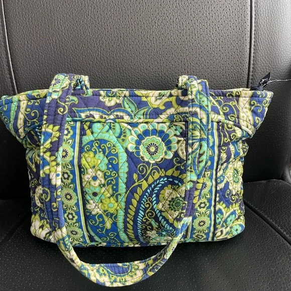 Vera Bradley Small Blue Green Quilted Tote - Picture 2 of 7